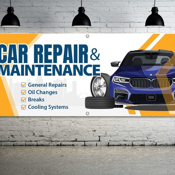 CAR REPAIR MAINTENANCE Generic 5ft. Vinyl Banner Sign Mechanic Auto Shop Garage - Picture 1 of 5